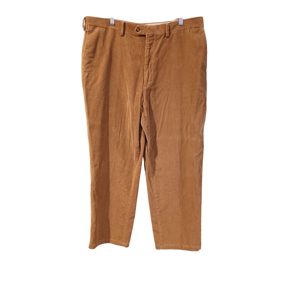 Savane Mens Corduroy Pants 40x29 Pecan Brown Cotton Flat Front Trousers